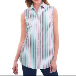 Striped Pattern Blouse Sleeveless St Johns Bay, Size PM